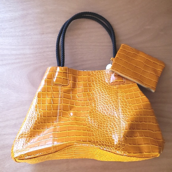 mustard croc bag